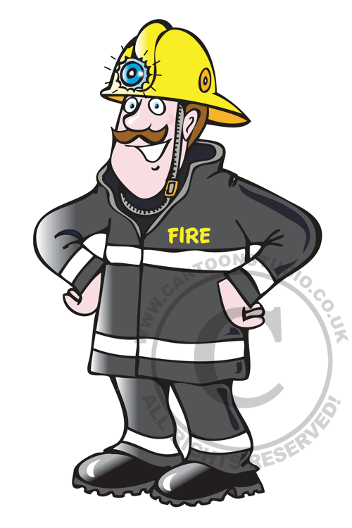 cartoon of a fireman, fireman cartoon character development
