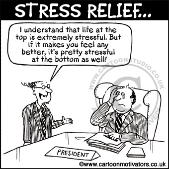 stress cartoon -life is pretty tough at the bottom as well. Office cartoon. Talking to boss