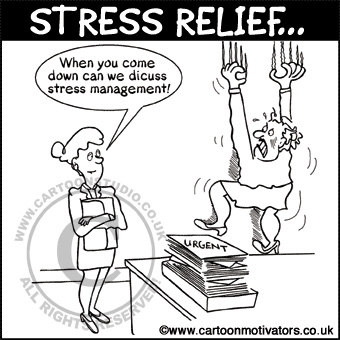 Stress cartoon - Stress Management cartoon - someone climbing walls stressed out